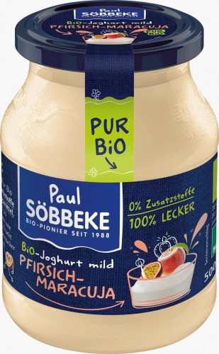 19954JOGURT KREMOWY BRZOSKWINIA - MARAKUJA (3,8 % TŁUSZCZU W MLEKU) BIO 500 g (SŁOIK) - SOBBEKE-1