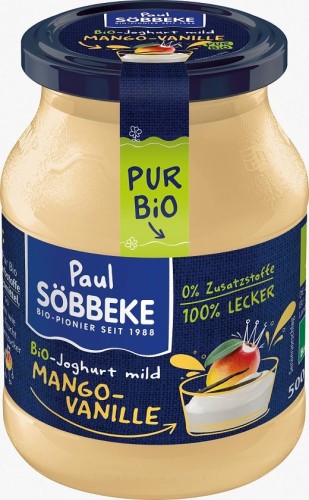 19956JOGURT KREMOWY MANGO - WANILIA (3,8 % TŁUSZCZU W MLEKU) BIO 500 g (SŁOIK) - SOBBEKE-1