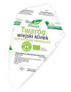 TWARÓG WIEJSKI KLINEK PÓŁTŁUSTY BIO (około 0,30 kg) - BIO PLANET