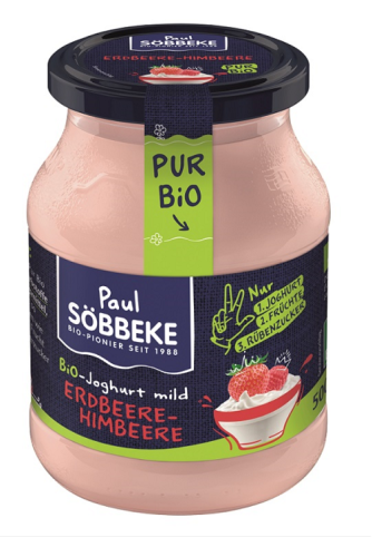 21731JOGURT KREMOWY TRUSKAWKA - MALINA (3,8% TŁUSZCZU W MLEKU) BIO 500 g (SŁOIK) - SOBBEKE-1