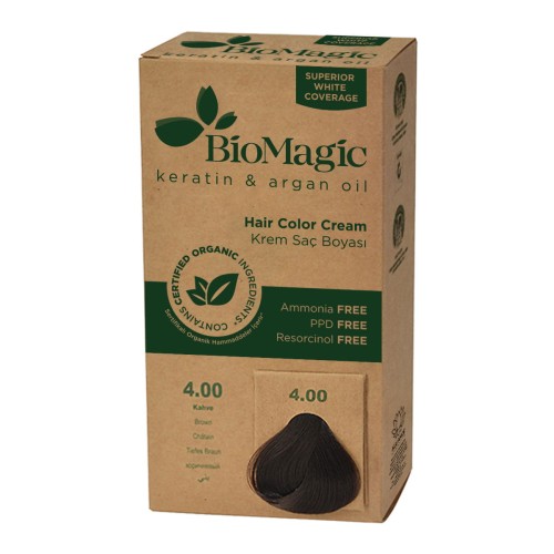 22742FARBA DO WŁOSÓW BRĄZ (4.00) 250 g - BIOMAGIC-1