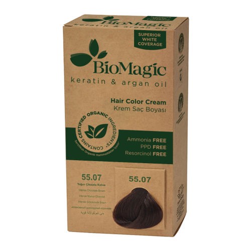 22755FARBA DO WŁOSÓW CIEMNY CZEKOLADOWY BRĄZ (55.07) 250 g - BIOMAGIC-1