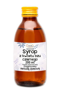 SYROP Z KWIATU CZARNEGO BZU BIO 200 ml działanie moczopędne, detoksykujące oraz ułatwiające odkrztuszanie