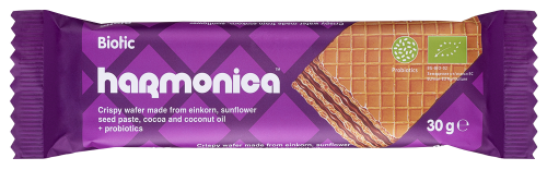 23464WAFELEK Z KREMEM MLECZNO - KAKAOWYM Z PROBIOTYKAMI BIO 30 g - HARMONICA-1