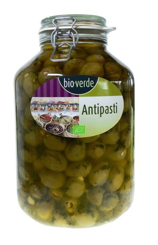 23608OLIWKI ZIELONE NADZIEWANE MIGDAŁAMI Z ZIOŁAMI W OLEJU BIO 4,75 kg (SŁOIK) - BIO VERDE-1