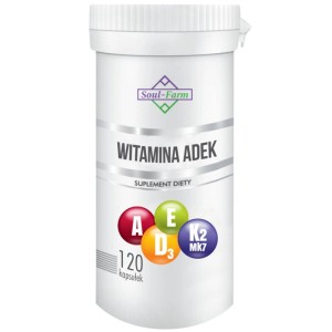 WITAMINA ADEK 120 KAPSUŁEK (800 mcg + 50 mcg + 12 mg + 75 mcg)wspiera funkcje organizmu