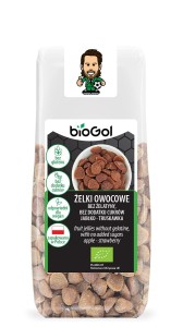 ŻELKI OWOCOWE BEZ ŻELATYNY, BEZ DODATKU CUKRÓW JABŁKO - TRUSKAWKA BIO 90 g - BIOGOL