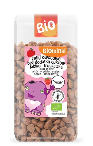 24195ŻELKI OWOCOWE BEZ DODATKU CUKRÓW JABŁKO - TRUSKAWKA BEZGLUTENOWE BIO 400 g - BIOMINKI-1