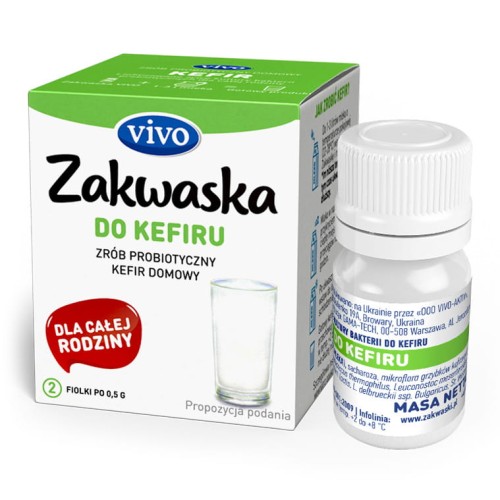 24464ŻYWE KULTURY BAKTERII DO KEFIRU "ZAKWASKA" BEZGLUTENOWE 1 g (2 FIOLKI) - VIVO-1