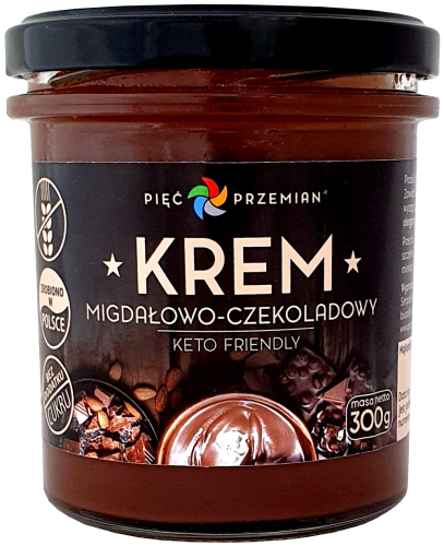 24921KREM MIGDAŁOWO - CZEKOLADOWY BEZ DODATKU CUKRÓW BEZGLUTENOWY (KETO) 300 g - PIĘĆ PRZEMIAN-1