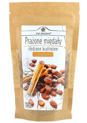 24931MIGDAŁY PRAŻONE Z CYNAMONEM SŁODZONE KSYLITOLEM BEZGLUTENOWE 100 g - PIĘĆ PRZEMIAN-1