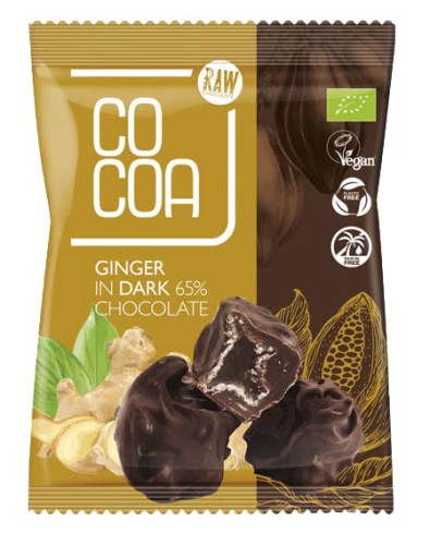 25573IMBIR W CIEMNEJ CZEKOLADZIE 65% BIO 70 g - COCOA-1