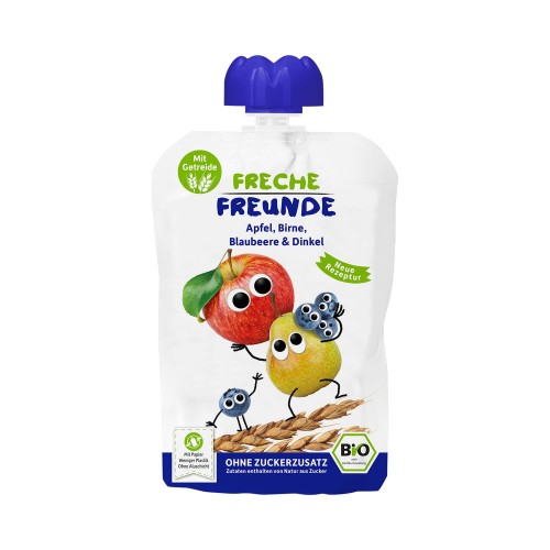26541MUS JABŁKO - GRUSZKA - BORÓWKA - ORKISZ BEZ DODATKU CUKRÓW PO 6 MIESIĄCU BIO 100 g - FRECHE FREUNDE-1