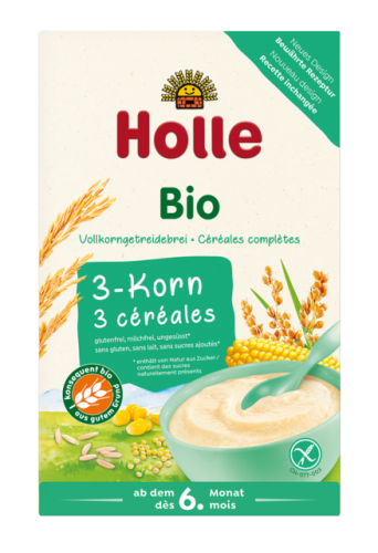 26578KASZKA PEŁNOZIARNISTA 3 ZBOŻA BEZ DODATKU CUKRÓW BEZGLUTENOWA PO 6 MIESIĄCU BIO 250 g - HOLLE-1