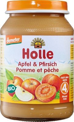 26612DESEREK JABŁKO - BRZOSKWINIA BEZGLUTENOWY PO 5 MIESIĄCU DEMETER BIO 190 g (SŁOIK) - HOLLE-1