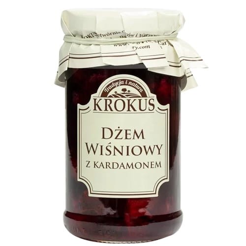 26700DŻEM WIŚNIOWY Z KARDAMONEM O OBNIŻONEJ ZAWARTOŚCI CUKRU BEZGLUTENOWY 235 g - KROKUS-1