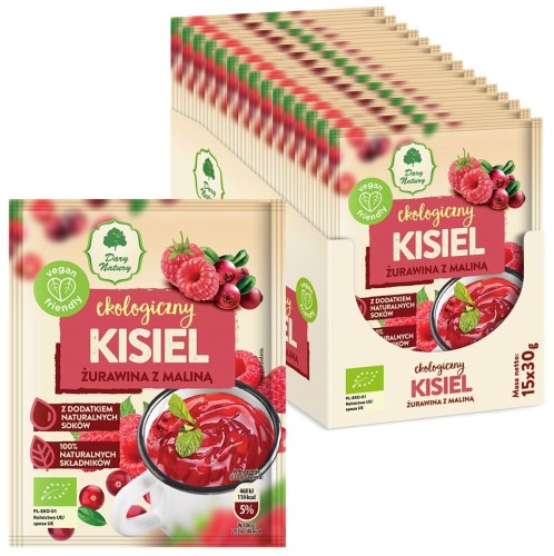 27369KISIEL ŻURAWINA Z MALINĄ BEZGLUTENOWY BIO 30 g - DARY NATURY-1