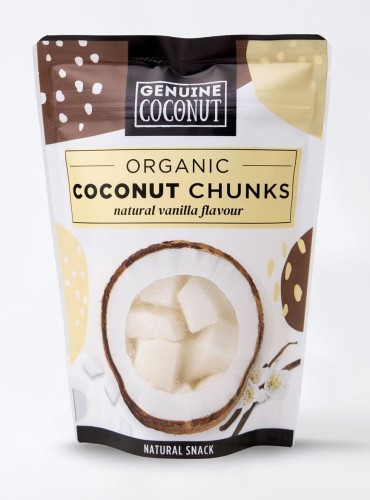 27500KAWAŁKI KOKOSA ŚWIEŻE O SMAKU WANILIOWYM BEZGLUTENOWE BIO 100 g - GENUINE COCONUT-1
