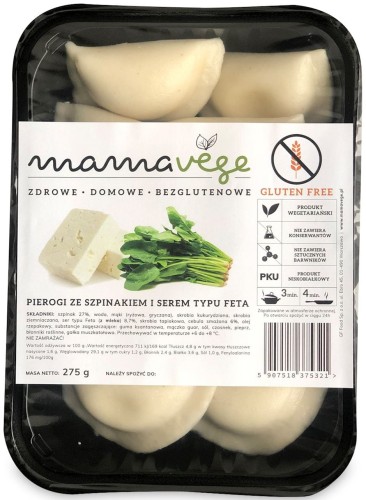 27657PIEROGI ZE SZPINAKIEM I SEREM TYPU FETA BEZGLUTENOWE 275 g - MAMA VEGE-1