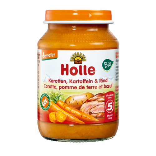 27840OBIADEK MARCHEW - ZIEMNIAK - WOŁOWINA BEZ DODATKU CUKRÓW BEZGLUTENOWY OD 5 MIESIĄCA DEMETER BIO 190 g (SŁOIK) - HOLLE-1