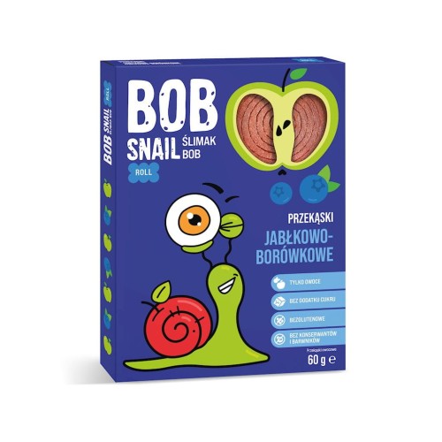 28181PRZEKĄSKA JABŁKOWO - BORÓWKOWA BEZ DODATKU CUKRU BEZGLUTENOWA 60 g - BOB SNAIL-1