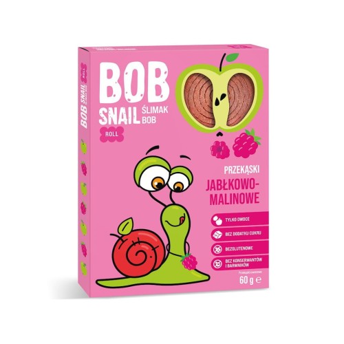 28183PRZEKĄSKA JABŁKOWO - MALINOWA BEZ DODATKU CUKRU BEZGLUTENOWA 60 g - BOB SNAIL-1