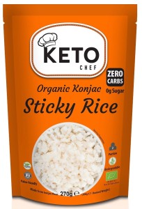 MAKARON KETO (KONJAC TYPU NOODLE W KSZTAŁCIE RYŻU) BEZGLUTENOWY BIO 270 g - KETO CHEF (BETTER THAN FOODS)