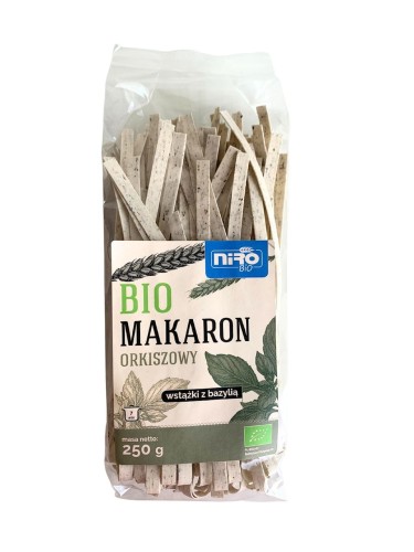 28458MAKARON (ORKISZOWY Z BAZYLIĄ) WSTĄŻKI BIO 250 g - NIRO-1