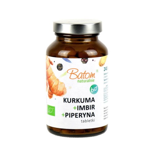 28547KURKUMA + IMBIR + PIPERYNA BIO 240 TABLETEK 120 g - BATOM-1
