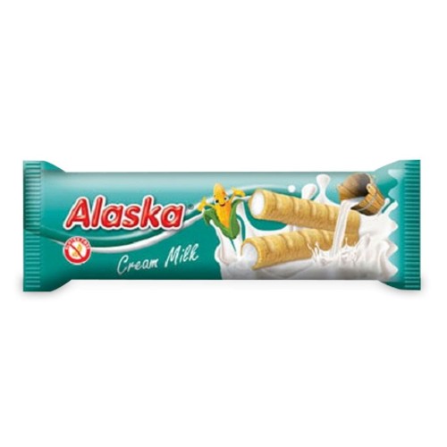 28914RURKI KUKURYDZIANE NADZIEWANE KREMEM MLECZNYM BEZGLUTENOWE 18 g - ALASKA-1