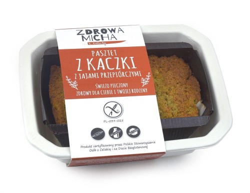 28955PASZTET Z KACZKI Z JAJAMI PRZEPIÓRCZYMI BEZGLUTENOWY 200 g - ZDROWA MICHA (NA ZAMÓWIENIE)-1