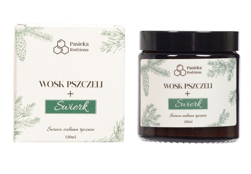 29316ŚWIECA ZAPACHOWA Z WOSKU PSZCZELEGO ŚWIERK 120 ml - PASIEKA RODZINNA-1