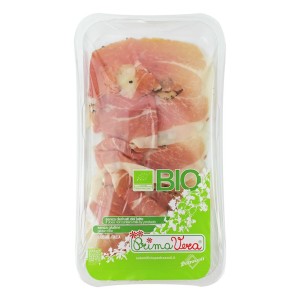 SZYNKA DOJRZEWAJĄCA Z TRUFLĄ (PROSCIUTTO CRUDO AFFINATO AL TARTUFO) PLASTRY BEZGLUTENOWE BIO 50 g - PRIMAVERA