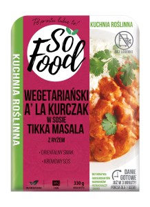 WEGETARIAŃSKI A'LA KURCZAK W SOSIE TIKKA MASALA Z RYŻEM 330 g - SO FOOD