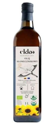 30221OLEJ SŁONECZNIKOWY WYSOKOOLEINOWY TŁOCZONY NA ZIMNO BIO 1 L (SZKŁO) - EKKO-1