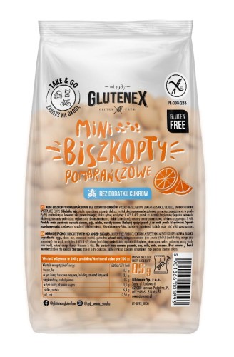 30306MINI BISZKOPTY POMARAŃCZOWE BEZ DODATKU CUKRÓW BEZGLUTENOWE 85 g - GLUTENEX-1