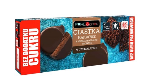 30426CIASTKA KAKAOWE Z KREMEM O SMAKU BROWNIE W CZEKOLADZIE DESEROWEJ BEZ DODATKU CUKRU 128 g - PURE&GOOD-1