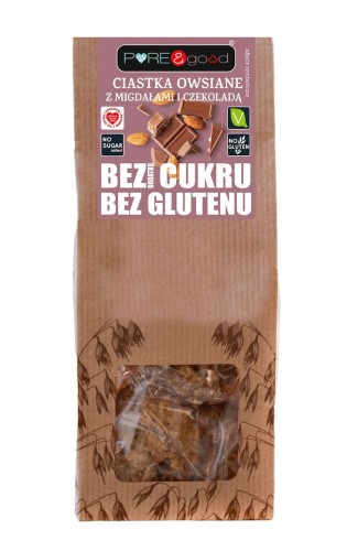 30427CIASTKA OWSIANE Z MIGDAŁAMI I CZEKOLADĄ BEZ DODATKU CUKRU BEZGLUTENOWE 150 g - PURE&GOOD-1