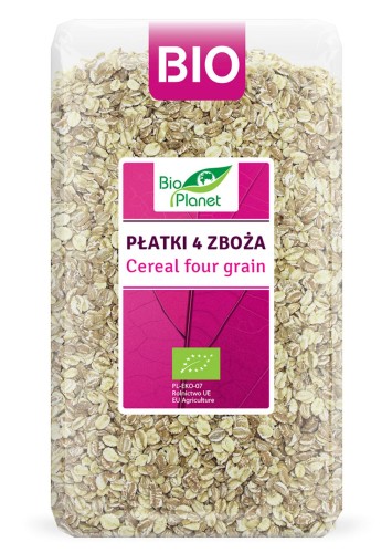 30552PŁATKI 4 ZBOŻA (ORKISZ, OWIES, JĘCZMIEŃ, ŻYTO) BIO 600 g - BIO PLANET-1