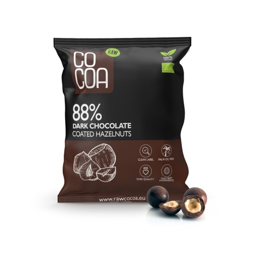 30574ORZECHY LASKOWE W CZEKOLADZIE CIEMNEJ 88 % BIO 70 g - COCOA-1