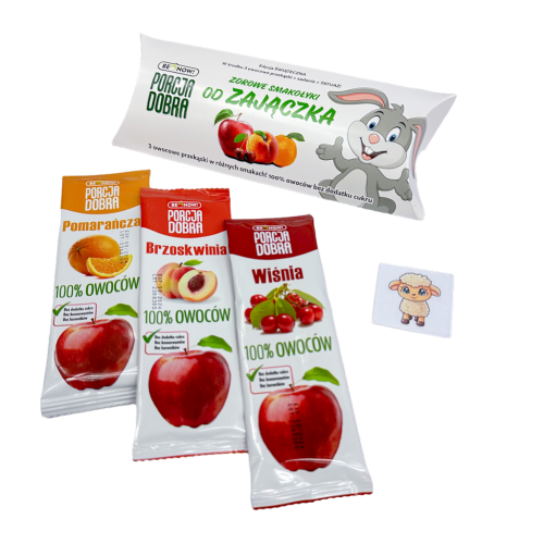 30584SMAKOŁYKI OD ZAJĄCZKA (3 OWOCOWE PRZEKĄSKI + TATUAŻ) 48 g - PORCJA DOBRA (EDYCJA ŚWIĄTECZNA)-1