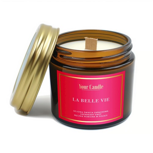 30818ŚWIECA SOJOWA ZAPACHOWA Z DREWNIANYM KNOTEM LA BELLE VIE 120 ml - YOUR CANDLE-1