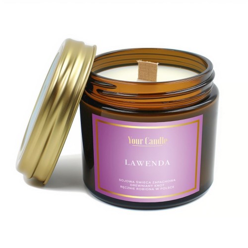 30820ŚWIECA SOJOWA ZAPACHOWA Z DREWNIANYM KNOTEM LAWENDA 120 ml - YOUR CANDLE-1