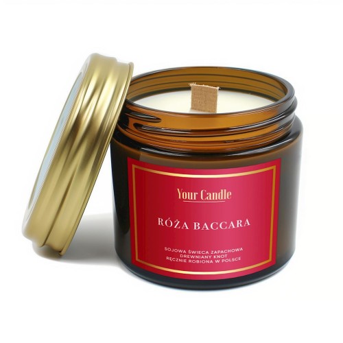 30824ŚWIECA SOJOWA ZAPACHOWA Z DREWNIANYM KNOTEM RÓŻA BACCARA 120 ml - YOUR CANDLE-1