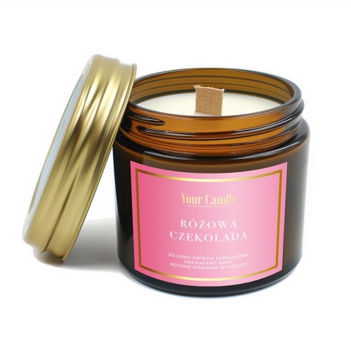 30825ŚWIECA SOJOWA ZAPACHOWA Z DREWNIANYM KNOTEM RÓŻOWA CZEKOLADA 120 ml - YOUR CANDLE-1
