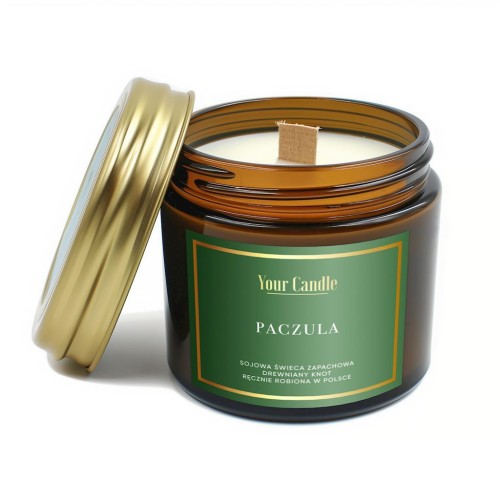30877ŚWIECA SOJOWA ZAPACHOWA Z DREWNIANYM KNOTEM PACZULA 120 ml - YOUR CANDLE-1