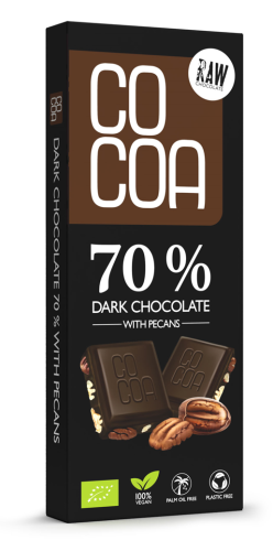 30878CZEKOLADA CIEMNA 70 % Z ORZECHAMI PEKAN BIO 40 g - COCOA-1