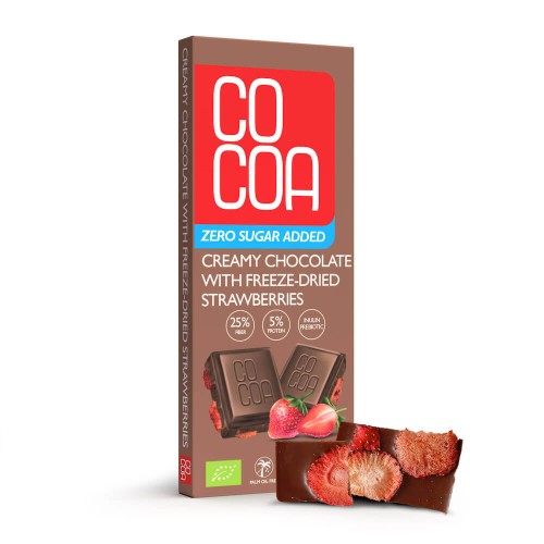 31071CZEKOLADA CREAMY Z TRUSKAWKAMI BEZ DODATKU CUKRU BIO 40 g - COCOA-1