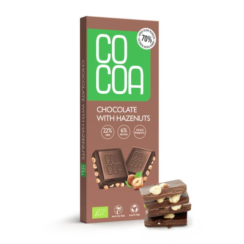 31072CZEKOLADA Z ORZECHAMI LASKOWYMI 70 % MNIEJ CUKRU BIO 40 g - COCOA-1