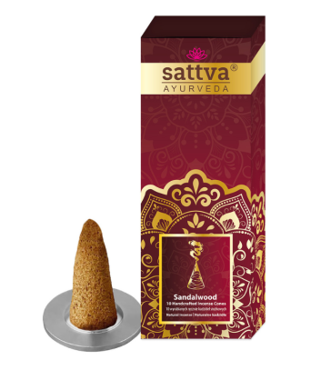 31295KADZIDEŁKA INDYJSKIE STOŻKOWE SANDAŁOWE (10 szt.) 20 g - SATTVA (AYURVEDA)-1